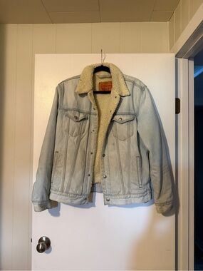 Authentic Levi Light Denim Wash Wool Lined Jacket